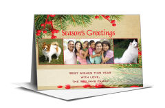 Christmas Season's Greetings Holiday Mistletoe Cards with multiple photo 7.875